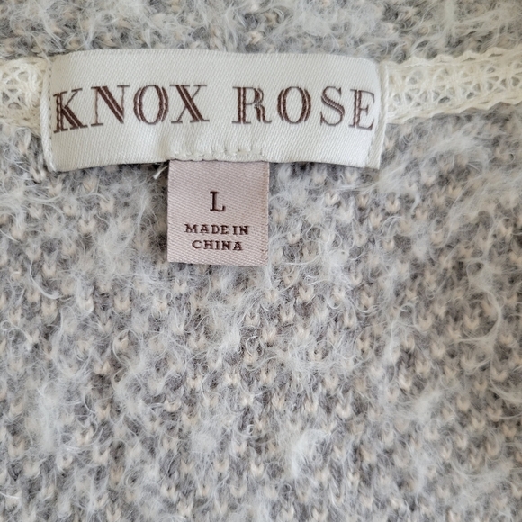 Knox Rose Women's Cream Open Front Long Sleeve Knit Cardigan Sweater Size Large - Picture 5 of 6